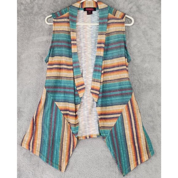 Rock & Roll Vest Womens Medium Multicolor Western Cowgirl Lace Up Sleeveless - Picture 1 of 10